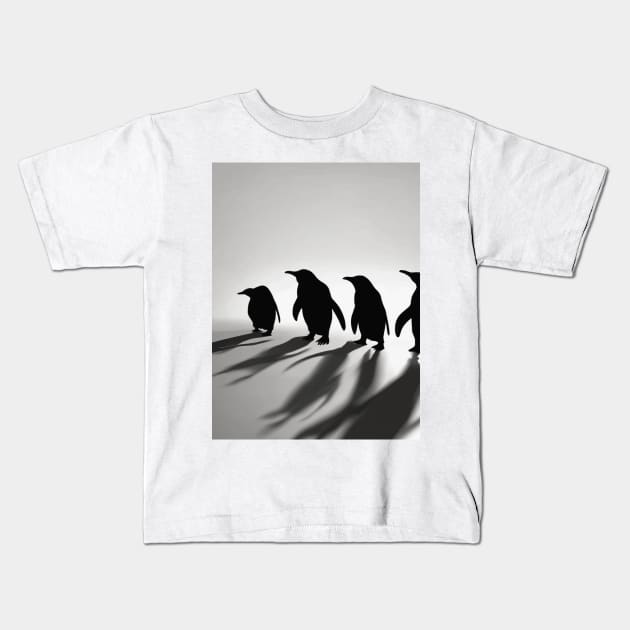 Penguins Shadow Silhouette Anime Style Collection No. 73 Kids T-Shirt by cornelliusy